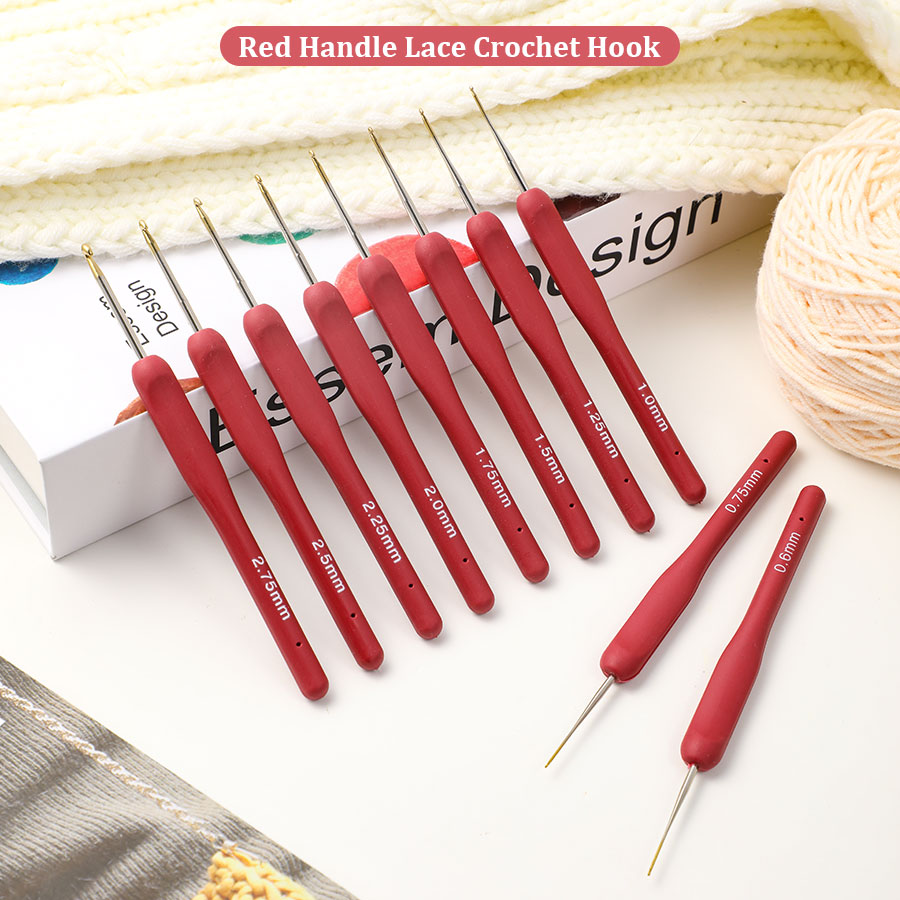 Textile Sewing Kit - 10pcs Red Crochet Set Kit Silicone