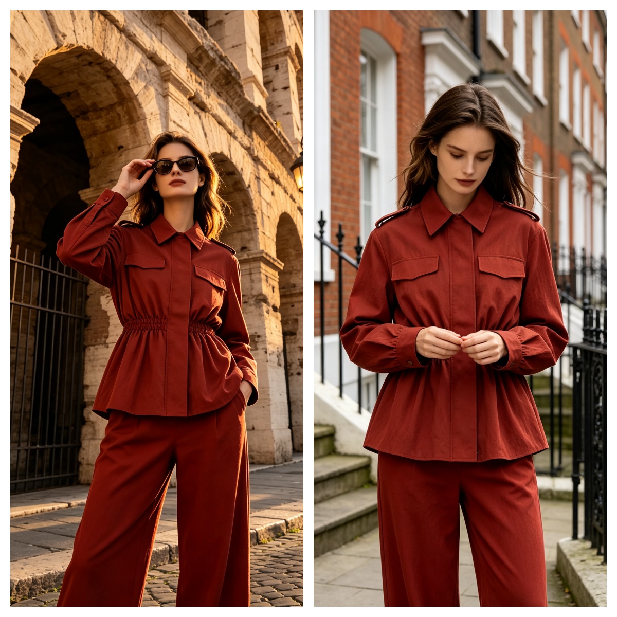 Shoulder Pad Set In - Women's High Waist Pants Set 2