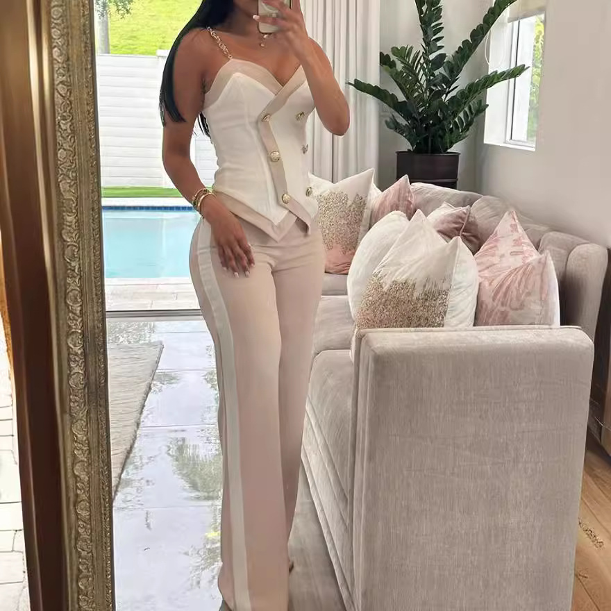 Women Side Striped Work Suit S - Elastic Waistband Roll recension och pris