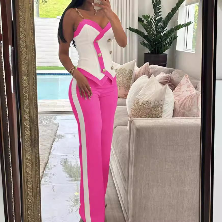 Women Side Striped Work Suit S - Elastic Waistband Roll recension och pris