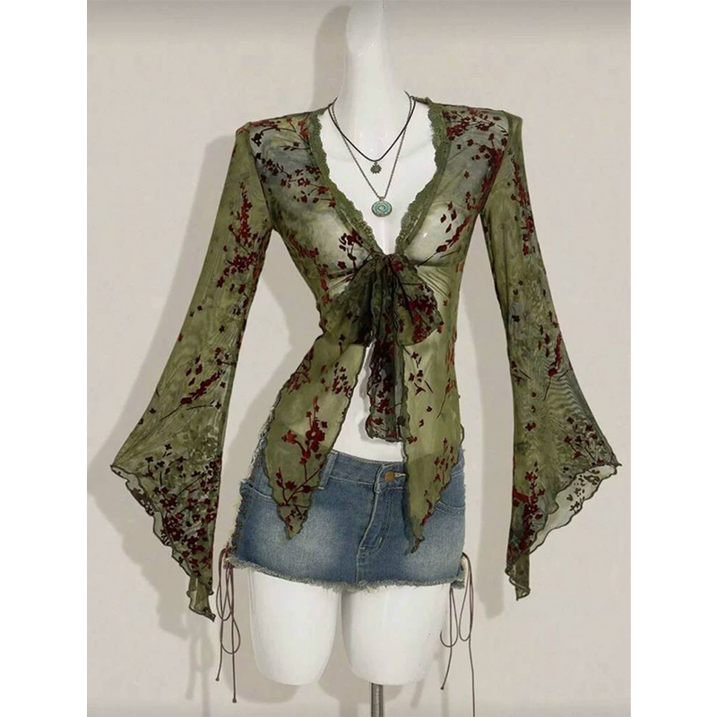 MEXZT Vintage Floral Mesh Shir - Sewing V recension och pris