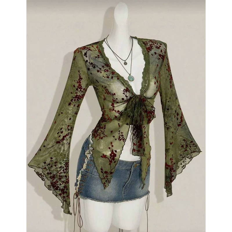 MEXZT Vintage Floral Mesh Shir - Sewing V recension och pris