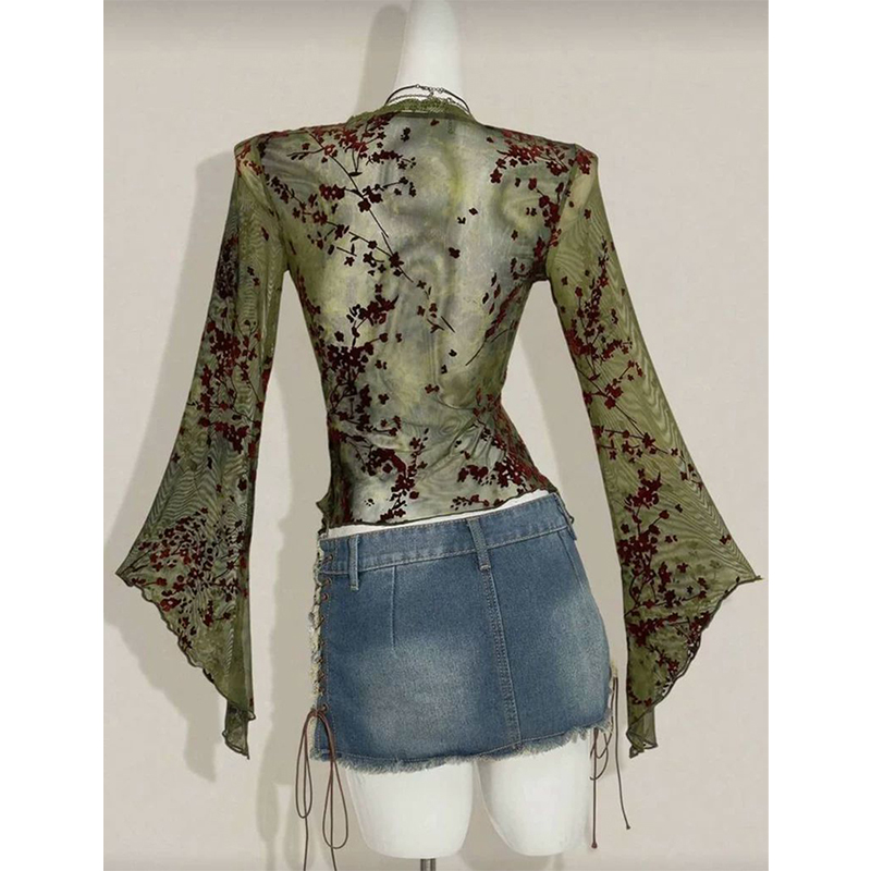 MEXZT Vintage Floral Mesh Shir - Sewing V recension och pris