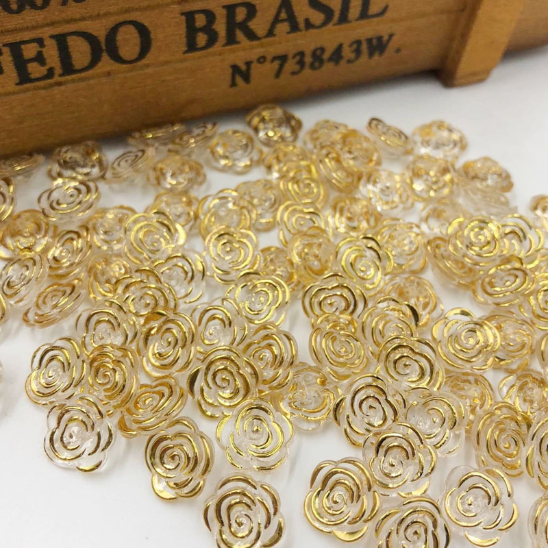 50 pcs Gold transparent rose f - Button Hole Cutter recension och pris