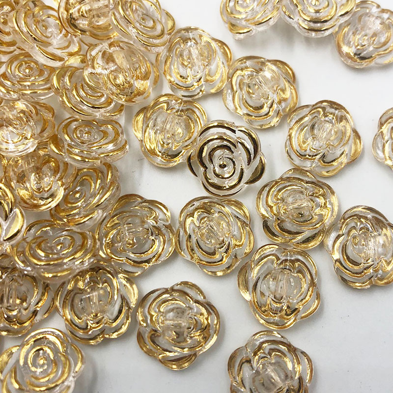 50 pcs Gold transparent rose f - Button Hole Cutter recension och pris