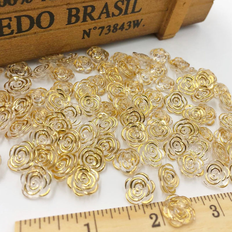 50 pcs Gold transparent rose f - Button Hole Cutter recension och pris