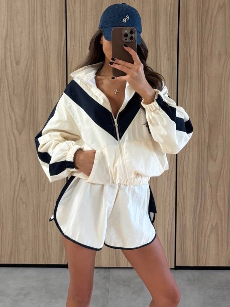 Contrast Shorts Two Piece Set  - Sewing Jackets recension och pris